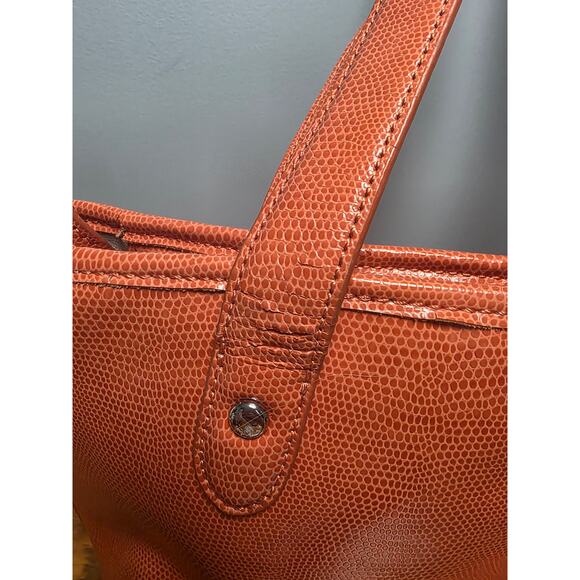 Patent Leather LAUREN RALPH LAUREN Women Handbag Orange Logo Purse Statement Zip - Picture 4 of 10